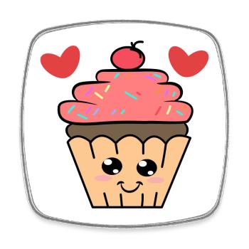 Snacking Cupcake Délicieux Cœur Bonbons Calories - Magnet carré - blanc - Devant