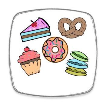 Sweets Snack Cupcake Donut Cake Baking - Square fridge magnet - white - Front