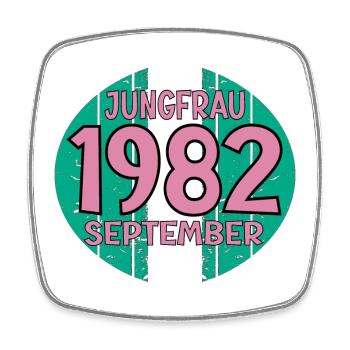 Sternzeichen Jungfrau - September 1982 - Viereckiger Kühlschrankmagnet - Weiß - Vorne
