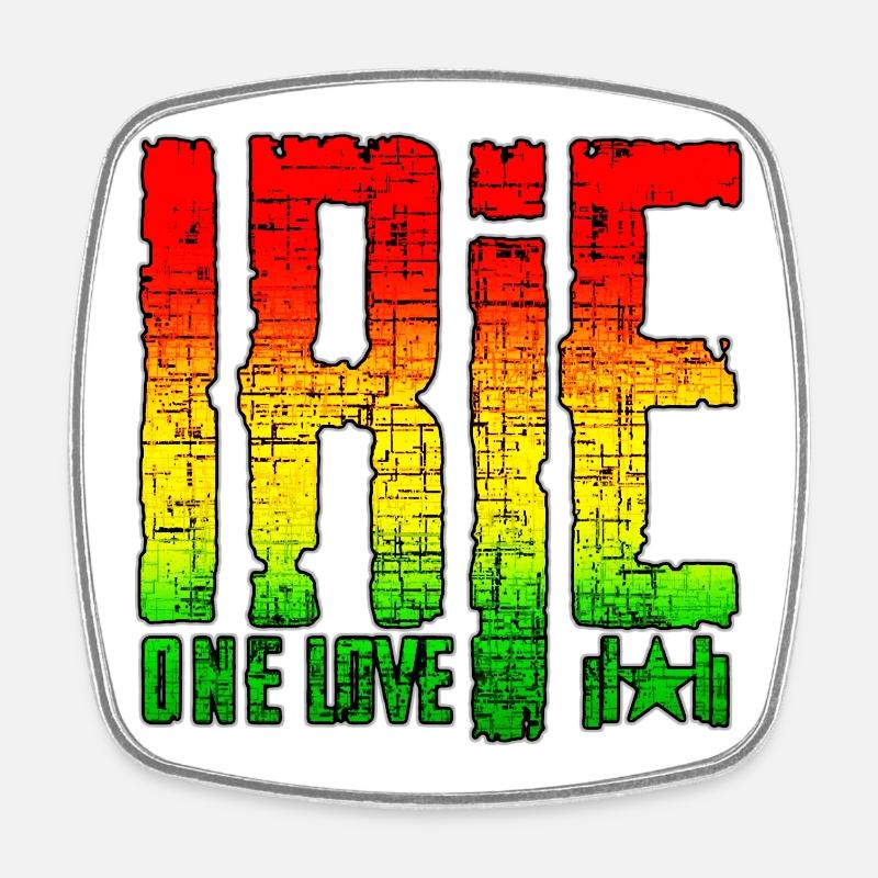 Reggae Peace Symbols on Graffiti Background - Square fridge magnet - white