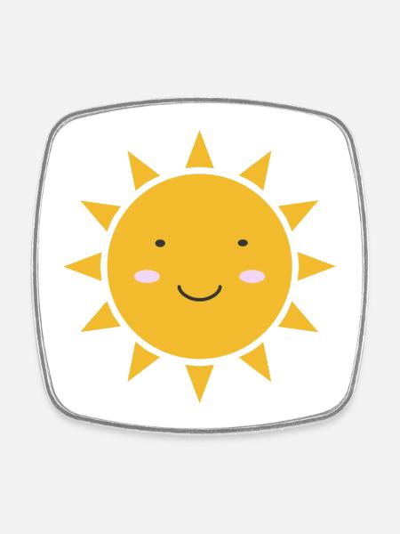 Sun Kawaii - Viereckiger Kühlschrankmagnet - Weiß