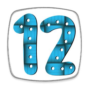 12. Geburtstag - Zahl 12 - ZWÖLF - ZWÖLFJÄHRIGER - Viereckiger Kühlschrankmagnet - Weiß - Vorne