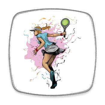 Tennis heroine in a flood of colour - Square fridge magnet - white - Front
