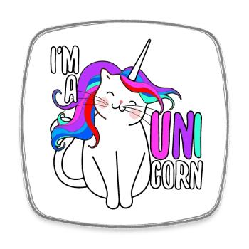 Einhorn Katze Geschenk - Viereckiger Kühlschrankmagnet - Weiß - Vorne