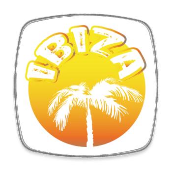 IBIZA claim round with palm tree - Square fridge magnet - white - Front