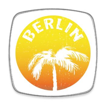 Berlin claim round with palm tree - Square fridge magnet - white - Front