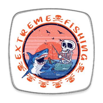 Shark Fishing Extreme - Square fridge magnet - white - Front