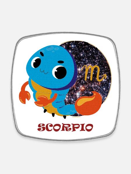 Signe du zodiaque Scorpion - Magnet carré - blanc