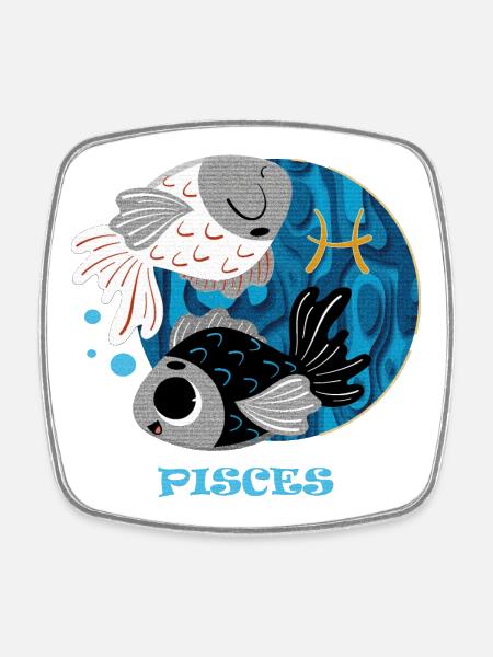 Zodiac sign Pisces - Square fridge magnet - white