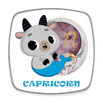 Signe du zodiaque Capricorne - Magnet carré - blanc - Devant