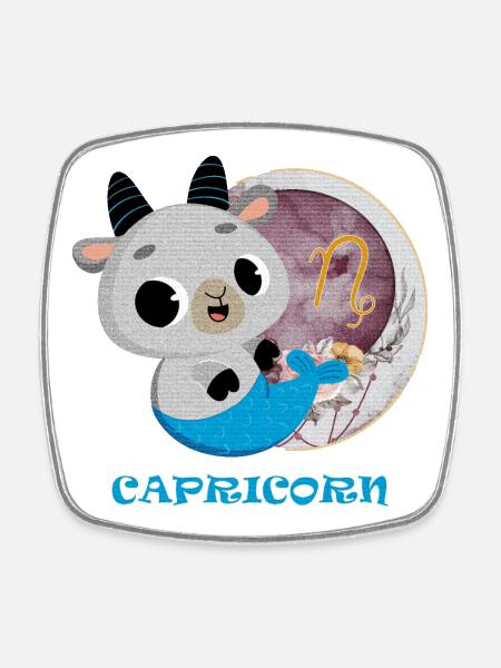 Signe du zodiaque Capricorne - Magnet carré - blanc