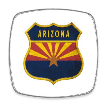 Motif écusson des drapeaux Arizona - Magnet carré - blanc - Devant