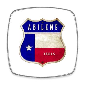 Drapeau Abilene - Motif écusson Texas - Magnet carré - blanc - Devant