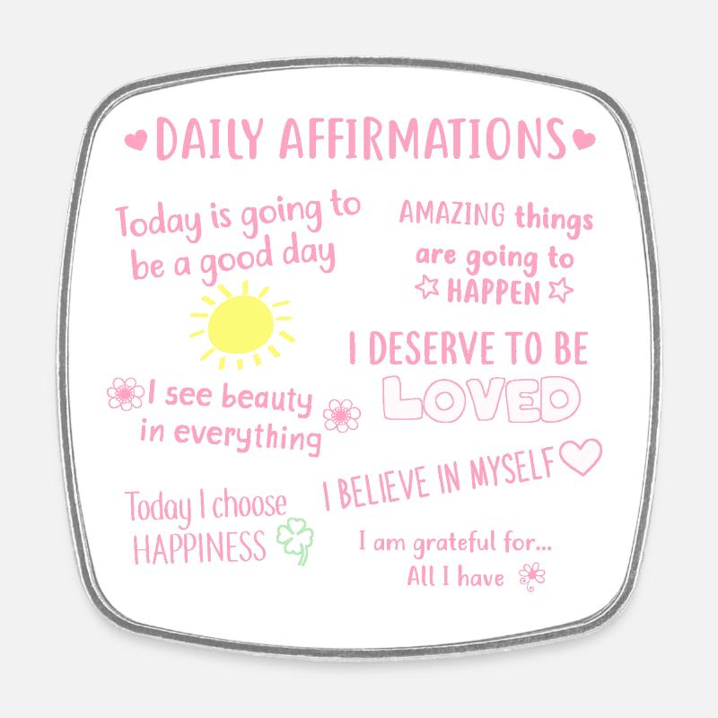 daily affirmations - Square fridge magnet - white