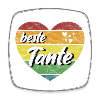 beste Tante Geschenk Herz retro vintage - Viereckiger Kühlschrankmagnet - Weiß - Vorne