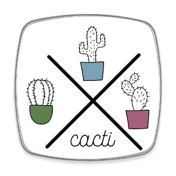 Funny design in colorful with cacti - Square fridge magnet - white - Front