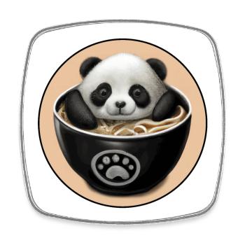 Baby panda in a ramen bath - Square fridge magnet - white - Front