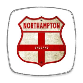 Northampton England Wappen - Viereckiger Kühlschrankmagnet - Weiß - Vorne
