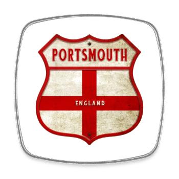 Portsmouth England Wappen - Viereckiger Kühlschrankmagnet - Weiß - Vorne