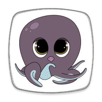 Cute Octopus - Viereckiger Kühlschrankmagnet - Weiß - Vorne
