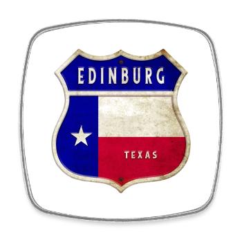 Edinburg Texas Wappen Flaggen Design - Viereckiger Kühlschrankmagnet - Weiß - Vorne