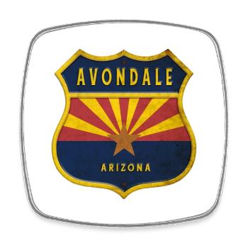 Motif d'écusson des drapeaux Avondale Arizona - Magnet carré - blanc - Devant