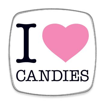 I LOVE CANDIES - Square fridge magnet - white - Front