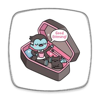 Un vampire mignon se réveille dans un cercueil Bonsoir - Magnet carré - blanc - Devant