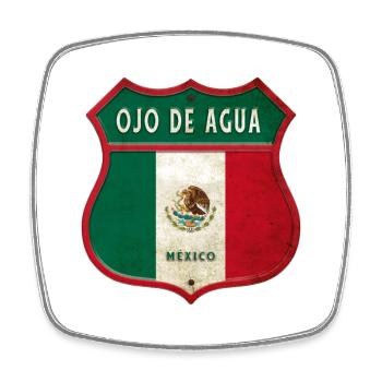 Écusson Ojo de Agua Mexico - Magnet carré - blanc - Devant