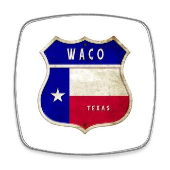 Waco Texas Wappen Flaggen Design - Viereckiger Kühlschrankmagnet - Weiß - Vorne