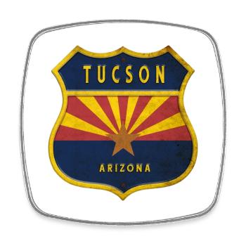Drapeau Tucson Arizona Motif écusson - Magnet carré - blanc - Devant