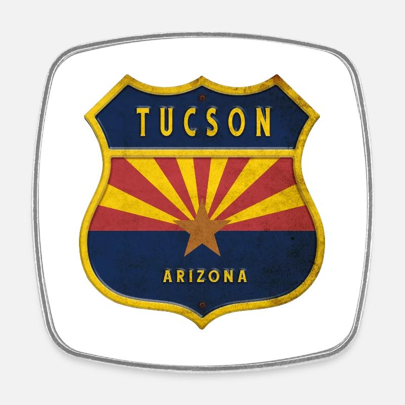 Drapeau Tucson Arizona Motif écusson - Magnet carré - blanc