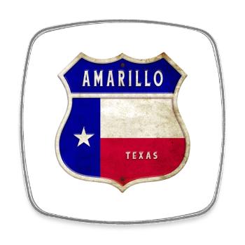 Drapeau Texas à écusson Amarillo - Magnet carré - blanc - Devant
