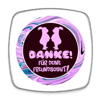 Danke für Deine Freundschaft - Kaninchen Paar - Viereckiger Kühlschrankmagnet - Weiß - Vorne