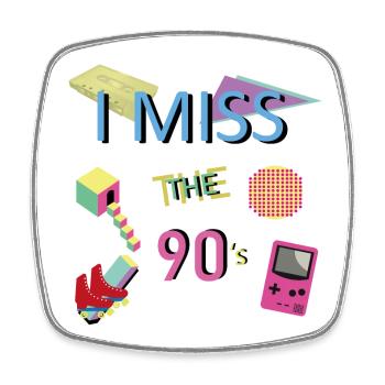 Nostalgic 90s theme - Square fridge magnet - white - Front