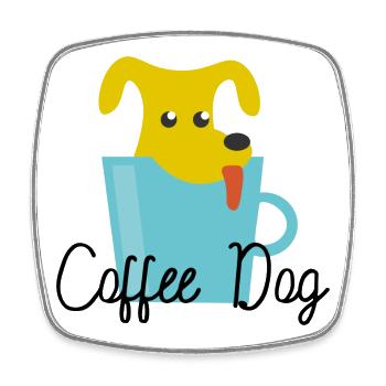 Coffee Dog - Square fridge magnet - white - Front