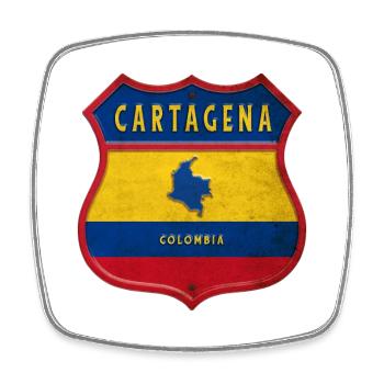 Écusson Carthagène Colombie - Magnet carré - blanc - Devant
