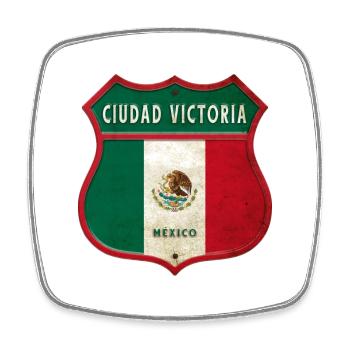 Écusson Ciudad Victoria Mexico - Magnet carré - blanc - Devant