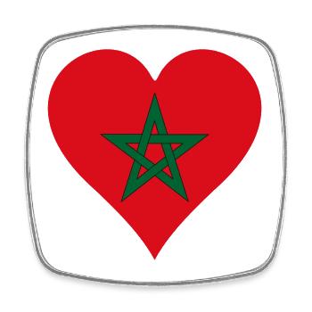 Morocco Flag Heart - Square fridge magnet - white - Front