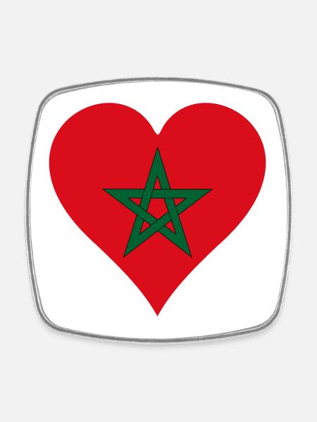 Maroc Flag Coeur - Magnet carré - blanc