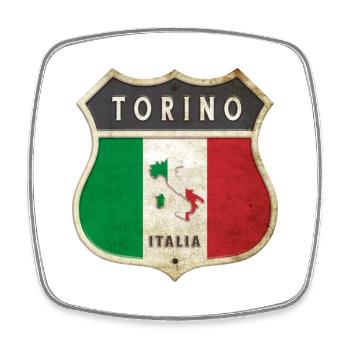Turin Italie Armoiries Drapeaux Design - Magnet carré - blanc - Devant