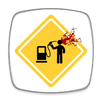 Danger: Petrol Station - Square fridge magnet - white - Front