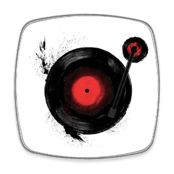 Rocking Vinyl - Square fridge magnet - white - Front