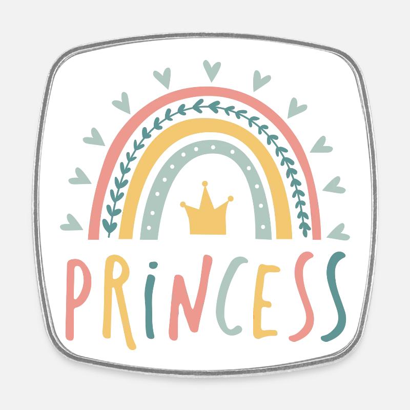 princesse - arc-en-ciel - Magnet carré - blanc