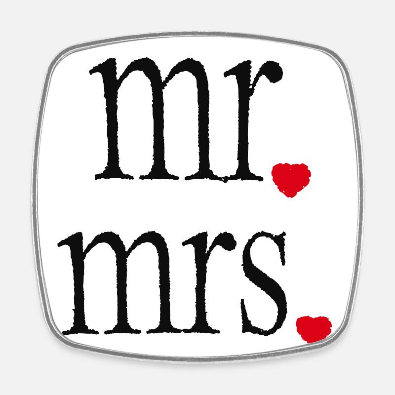 Mr Mrs - Magnet carré - blanc