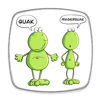 Quak und Magerquak Frosch I Quark Magerquark Fun - Viereckiger Kühlschrankmagnet - Weiß - Vorne