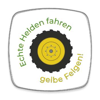 Echte Helden fahren gelbe Felgen! - Viereckiger Kühlschrankmagnet - Weiß - Vorne
