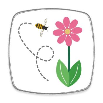The Flower and the Bee - Square fridge magnet - white - Front
