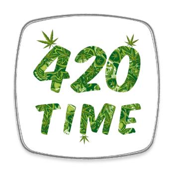 420 Time - Viereckiger Kühlschrankmagnet - Weiß - Vorne
