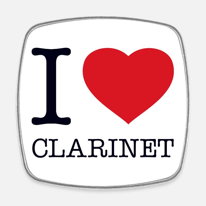 I LOVE CLARINET Klarinette - Viereckiger Kühlschrankmagnet - Weiß